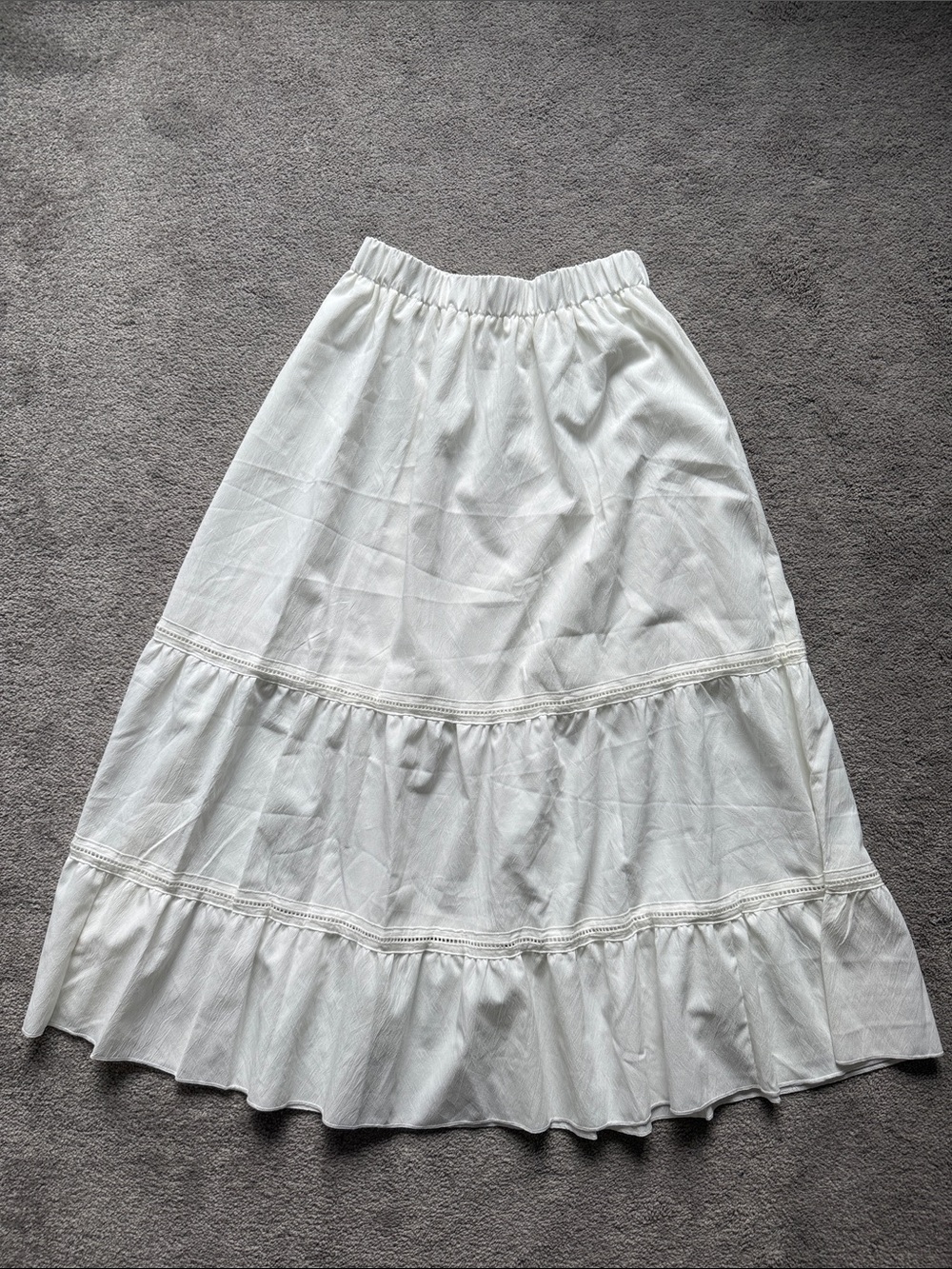 Women's White Tiered Maxi Skirt